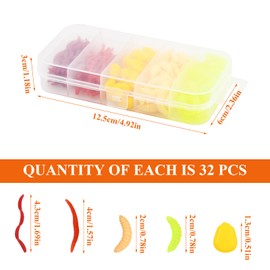 Dokeno Pack of 161 Bait Rubber Fish Artificial Worm Artificial Bait Worms Fish Soft Plastic Worms Predatory Fish Soft Bait Set Bait Box Set Worm Fishing Bait for Saltwater and Freshwater