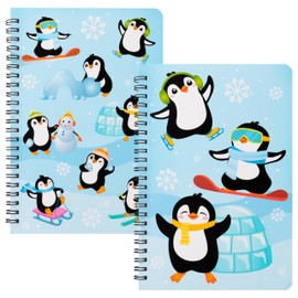 B1ykin 2Pcs Penguin A5 Spiral Notebooks, 50 sheets 100 Pages Penguin Wire Bound Travel Journal Spiral Notebook, Writing Notepads Memo Diary Notes Study School Work for Kids School Office