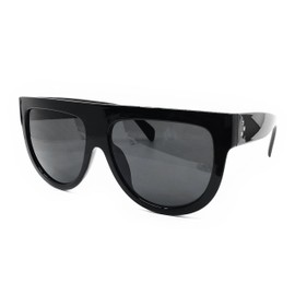 O2 Eyewear 6520 Oversize XL Mirror Tint Havana Shadow Style Designer Flat Top Womens Mens Sunglasses (SHINY BLACK, XL)