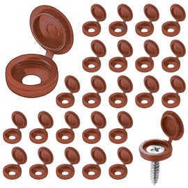 Screw Covers 100pcs Brown Plastic Screw Cap Hinged Fold Over Caps Rubber Dust Washer Flip Tops for M4-M8 Screw