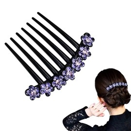 EZ PEACH Rhinestone Hair Comb DE Yaii Wind, Rakuchin, Cantan, Hair Arrangement, Recommended for Beginners, Sparkling and Shiny, Barrette, Crystal, Evening Roll Comb (Sumilet)