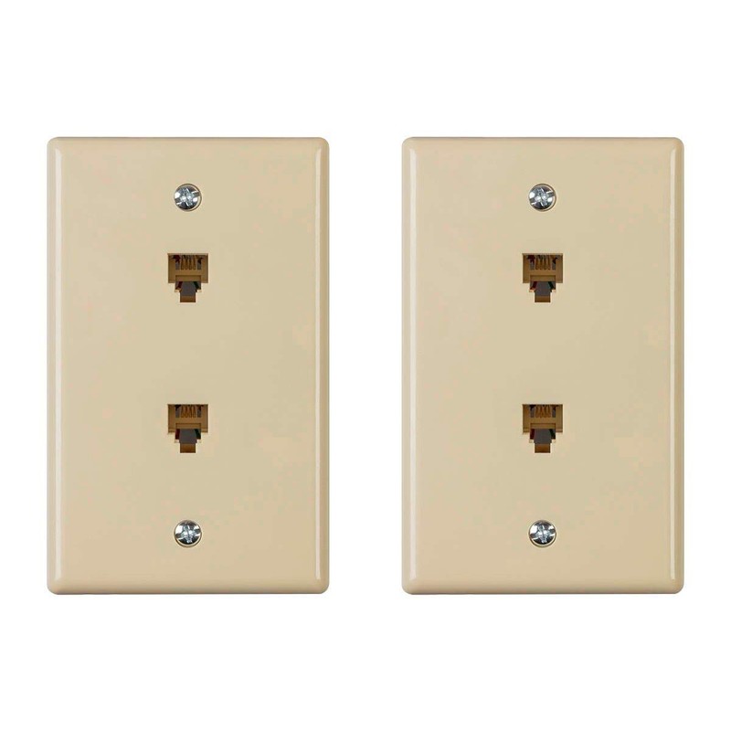 Monoprice Duplex Phone Jack Plate - Ivory (2 Pack) |
