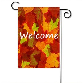 Moslion Red Orange Maple Leaf Garden Flag Vertical Double Sided Autumn Fall Welcome Tree House Flags Home Burlap Banners 12.5x18 Inch for Outdoor Decor Lawn