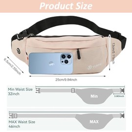 GUSTAVE® Bolso de Pecho para Exterior, Riñonera de Correr de Doble Capa con Cremallera, Bandolera Cruzada Ultraligera para Teléfono, Rosa