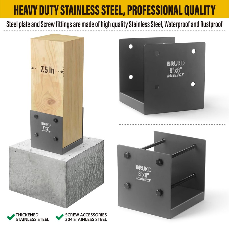Brukid Stainless Steel 8 x 8 (Actual: 7.5" x 7.5")