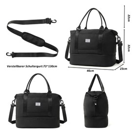 TAN.TOMI Women's Travel Bag, Hand Luggage, Sports Bag, 46 x 23 x 32 cm, Hand Luggage Bag, Weekender Bag, Waterproof Travel Bag, Duffle Bag, Training Bag, Clinic Bag, Birth Suitable for Holiday,