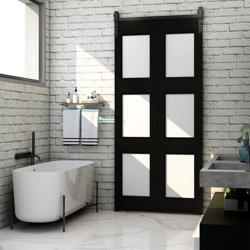 BONIKLUBA 40" Bi-Folding Sliding Barn Door Hardware Track Kit,Smoothly&Quietly,Side Mounted