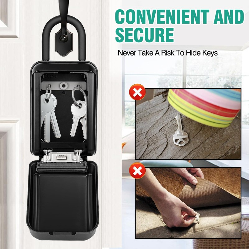 LUROON Key Safe with 4-Digit Combination Code, Large Waterproof Key