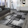 Black White Area Rug with Geometric Pattern and Modern Paint