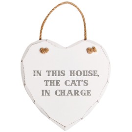 Sass & Belle In This House Cat Heart Plaque, White