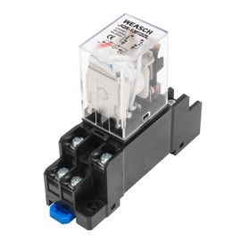 Weasch Electromagnetic Power Relay, JQX-13FL, AC 12V Coil, DPDT, 10A 8Pin, LED Indicator Light, with Plug-in Terminal Socket Base (1)