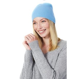 Style Republic Women’s Ribbed Beanie, 100% Cashmere, Soft & Stretchy, Warm Hat for Winter (ICY Blue)