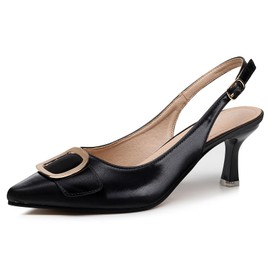 VenusCelia Women's Charming Lady Slingback Pump Shoe (10 M US,Black)