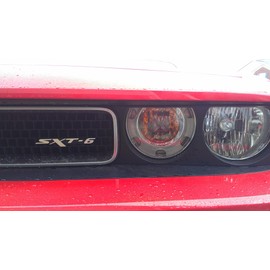 24Designs Compatible Sxt6 Stick on Emblem Black Silver Replacement for Dodge Vehicles Y