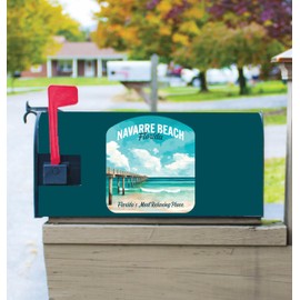 Navarre Beach Florida Pier Painting Design Souvenir Magnetic Mailbox Cover