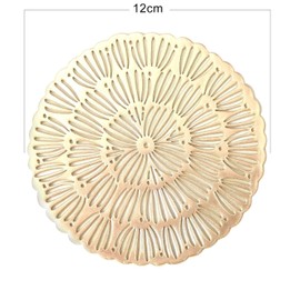 ASFINS Coasters, Gold, Pack of 12 Coasters, Glasses, Place Mats, Round Vinyl Hollow Place Mats, Wipe Clean, PVC Table Coasters for Kitchen, Home, Dining Table (12 x 12 cm)