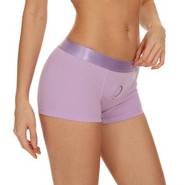 Strap On Harness Underpants for Women Couples Strap On Boxer Briefs Strapless Strap On Underwear Gifts for Friends Lovers (US, Alpha, Large, Regular, Regular, Purple)