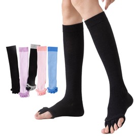 Pokumil Toe Socks, Compression Socks, Toe Socks, Spread Socks, Five Toe Compression Socks, For Sleeping, Full Toe Compression Socks, For Sleeping, Long Toes, Room Wear, For Sleeping, Black