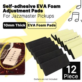 Yudylg 12-Pack 10mm Thick EVA Foam Adjustment Pads for Jazzmaster Pickups & Bass Pickups - 70x30x10mm Self-Adhesive Anti-Vibration Pickup Covers Precision Cutting & Enhanced Support
