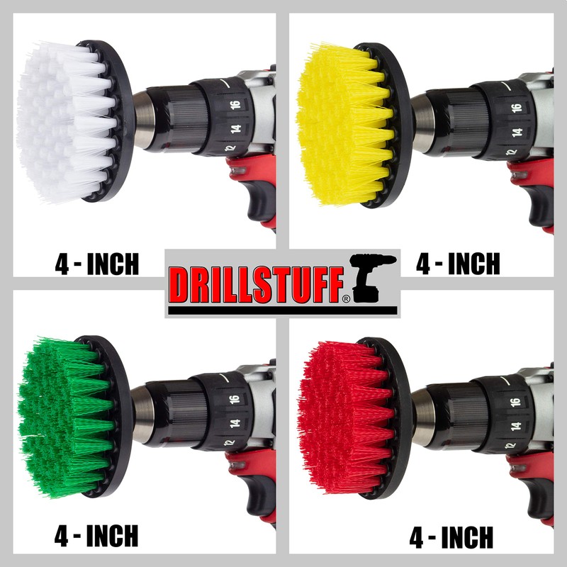 Drill Brush Attachment Power Scrubber Brush Set - 4in 4