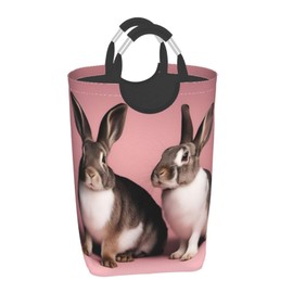 BREAUX Cute Rabbits Print Storage Basket, Square Dirty Laundry Organizer, Suitable For Bathroom, Bedroom, Black