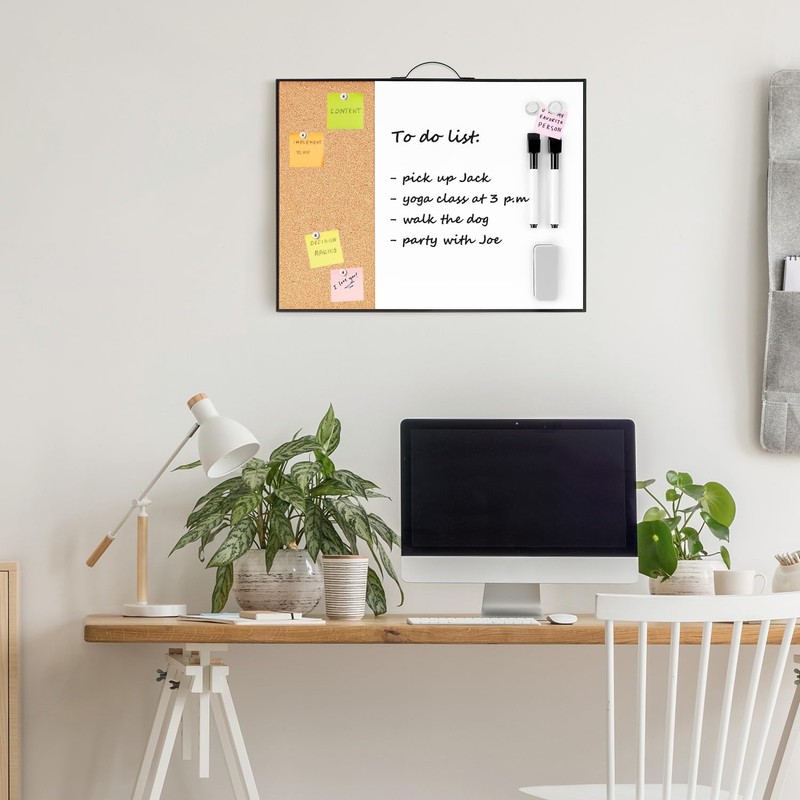 Small Cork Board Whiteboard Combo - 12" X 16" Portable