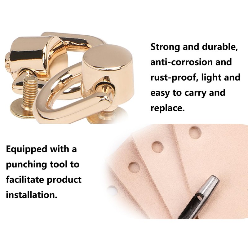 Emezddo Pack of 6 Rivets, Rotating D Rings Screw Rivets,
