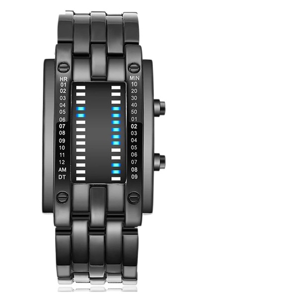 Binary Matrix Blue LED Digital Watch Abrasion Resistant Fashionable Binary