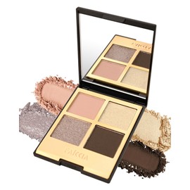 4 Colors Eyeshadow Palette, Pink Green Smokey Matte & Glitter Shades, Highly Pigmented Long Lasting, Waterproof & Blendable, Black Brown Golden Natural Nude Eyeshadow Makeup Set Gift for Women Girl-02