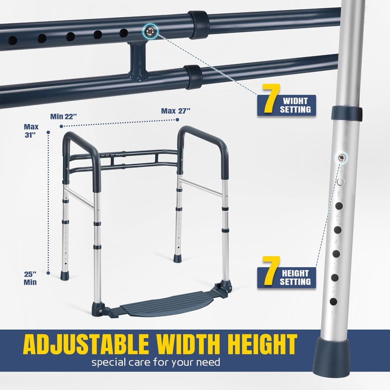Lianjindun Toilet Safety Rails with Footrest, Folding & Portable Bathroom