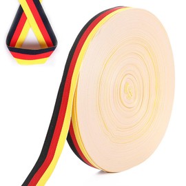 FSWWSF National Ribbon Germany Decorative Ribbon Fabric Ribbon – Black, Red, Yellow, 50 m x 1 cm for Crafts, Decorating & Wrapping Gifts for Any Occasion