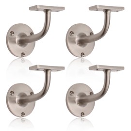 Satin Nickel Handrail Brackets for Stair Bannister Handrail Wood and Steel Handrail - Pack of 4