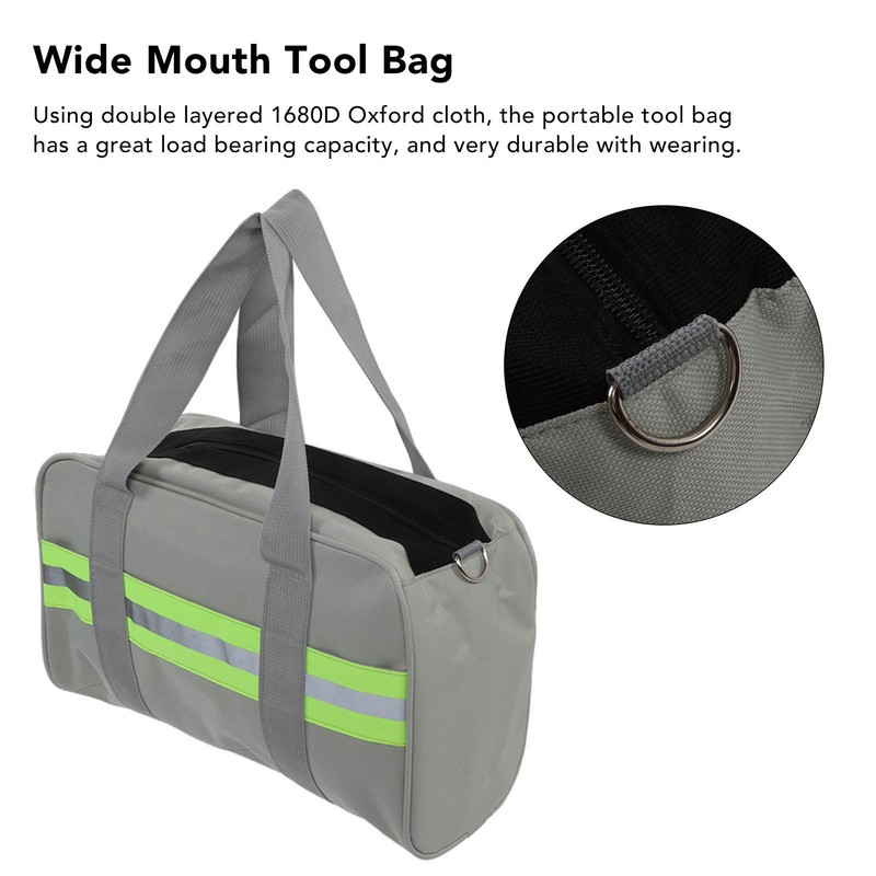 Tool Bag Wide Mouth Oxford Cloth Large Capacity with Reflective