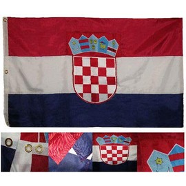 3x5 Embroidered Sewn Croatia With Crest Premium Quality 300D Nylon Flag 3 clips