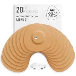 Not Just A Patch Freestyle Libre 3 Plus Sensor Plasters (Pack of 20) - Sweat-Resistant & Secure Hold with Ventilation Hole for Optimal Adhesion & Gentle Protection - 14 Days Wearing Time (Beige)