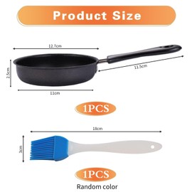 YSDYY 1 -Teilige Mini -Pfanne Und 1 Stück Silikonölbürste, Tragbare Bratpfanne, Küchenvorräte, Kochwerkzeuge.