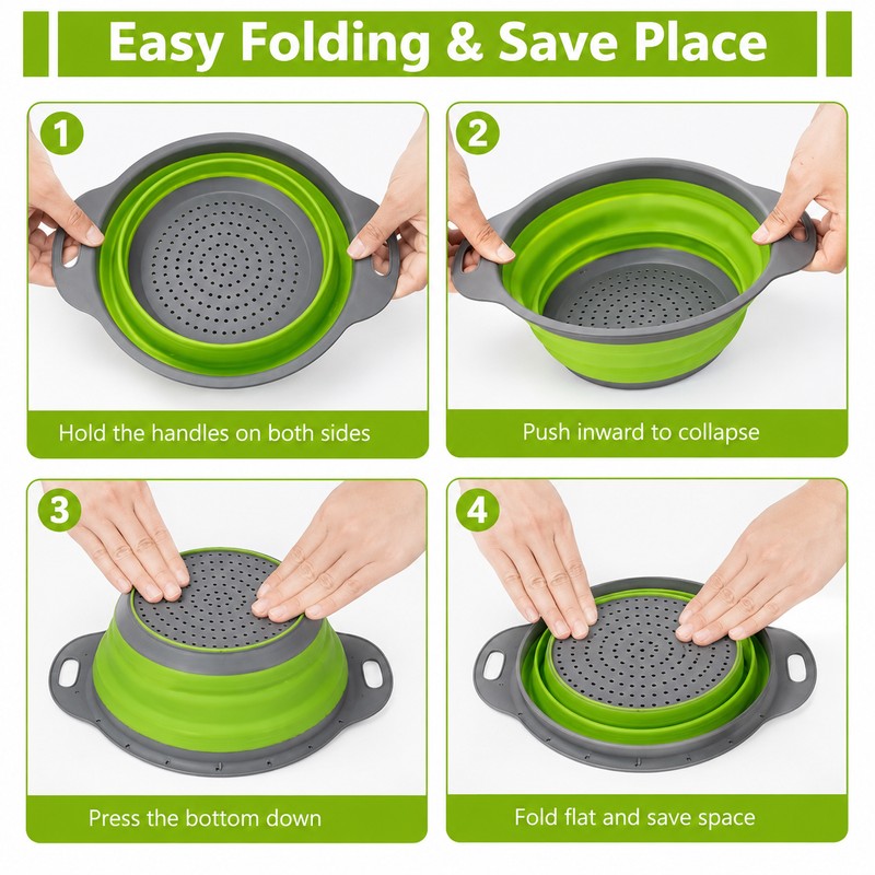 Collapsible Colander for Washing & Draining – Folding Fruit and
