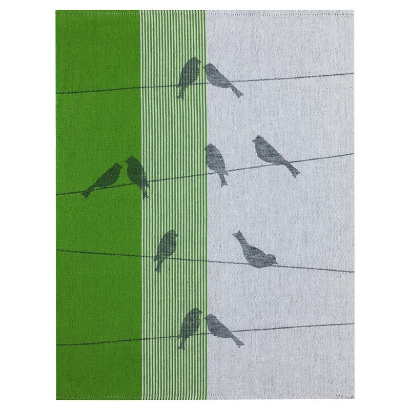 Kracht Pack of 3 half-linen tea towels migratory birds 50