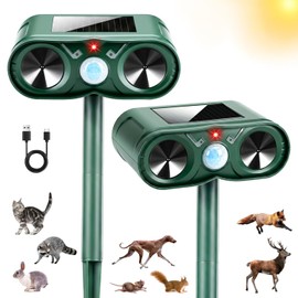 2026 New Solar Ultrasonic Animal Repeller Sonic Deer Repellent Devices -2 Pack Waterproof Motion Sensor Animal Deterrent Devices Outdoor Cat, Rabbit, Skunk, Squirrel,Racoon Repellent for Yard Garden