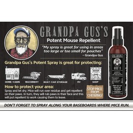 Grandpa Gus's Mouse Rodent Repellent, Peppermint & Cinnamon Oil Formula, Non-Toxic, Safely Repels Mice/Rats from Nesting, Chewing in Homes/RV, Boat/Car, Storage & Wiring (8 Oz RTU Spray (2 Bottles))
