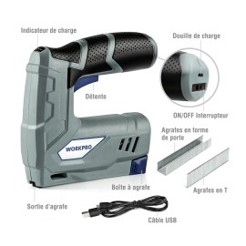 WORKPRO Electric Cordless Staple Nail Gun with Staples