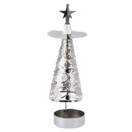 Spinning Candle Holder Rotating Candlestick Set for Romantic Wedding Christmas Party Silver Snowflake