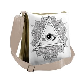 Ambesonne Eye Messenger Bag, Vintage Tattoo Boho Triangle, Unisex Cross-body