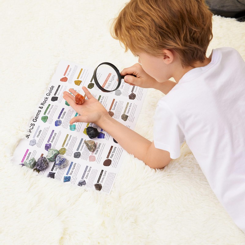 Rock Collection for Kids - 30 Pcs Rocks, Gemstones &
