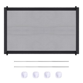 Magic Gate for Dogs, Portable Dog Door Safety Gate Pet Safety Gate with 4 Hooks and 2 Stainless Steel Support Bars for Dogs Black 110 × 72 cm