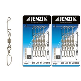 Set of 2 Packs (Total 10 Swivel Snap Hooks Cover Jenzi Knot-Free Line Binder with Swivel and Duo Lock Carabiner with Petri Heil), Fishing Accessories [German Language