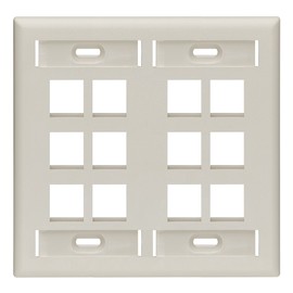 Leviton Quickport Wallplate with ID Window, Dual Gang, 12-Port, 42080-12T, Light Almond
