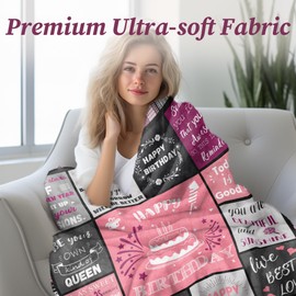 Birthday Gifts for Women Throw Blanket 50"x60",Happy Birthday Decorations for Her, Gifts for Women Unique, Best Ideas for Her Friend Mum Sister Grandma Wife