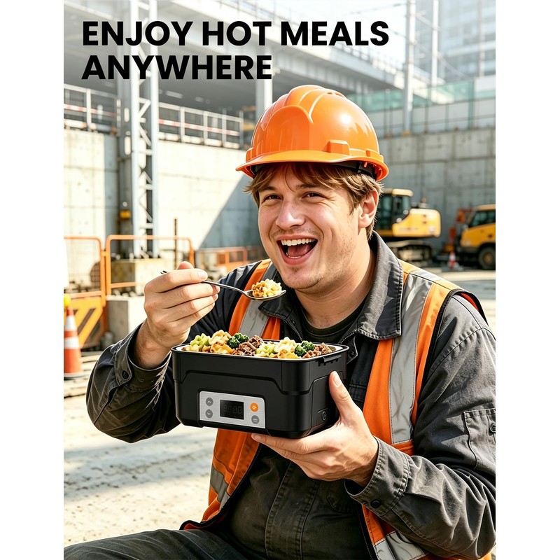 6.3-Cup Cordless Electric Heated Lunch Box for Men with Smart