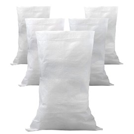 IPEA 5 x Extra Heavy Duty Polypropylene Garden and Dirt Bags - 105 x 55cm - Multipurpose Bags for Packaging, Vegetables, Sand, Rubble DIY - Container for Items - White